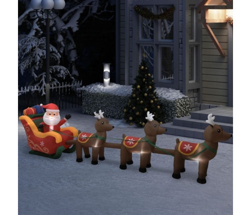 Adorno inflable de Navidad Papá Noel y renos LED 490 cm