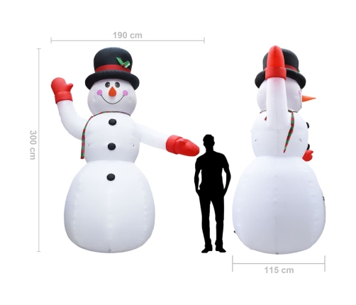 Muñeco de nieve inflable con LED adorno de Navidad IP44 300 cm