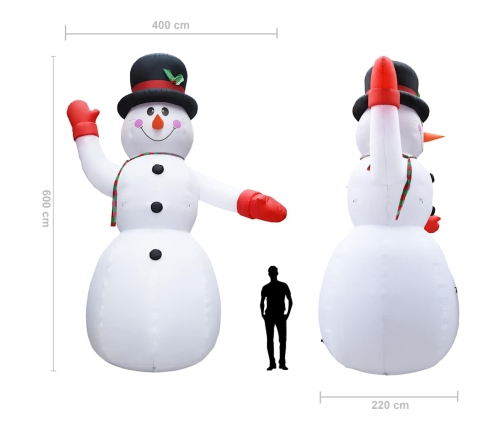 Muñeco de nieve inflable de Navidad con LED IP44 600 cm XXL