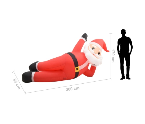 Papá Noel de Navidad inflable con LED rojo IP44 360 cm XXL