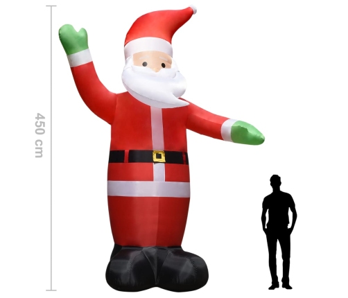 Papá Noel inflable con LED adorno navideño IP44 4,5 m