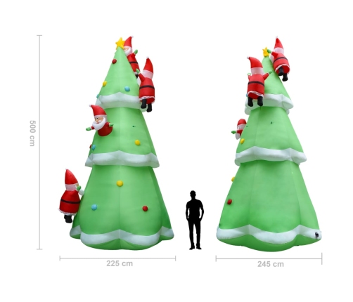 Árbol de Navidad inflable y Papás Noel LED IP44 500 cm XXL tela