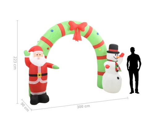 Arco de Navidad inflable Papá Noel y muñeco de nieve LED 223 cm