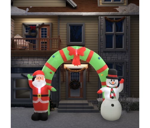 Arco de Navidad inflable Papá Noel y muñeco de nieve LED 223 cm