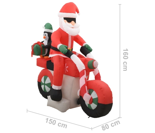 Papá Noel inflable navideño en moto LED IP44 160 cm