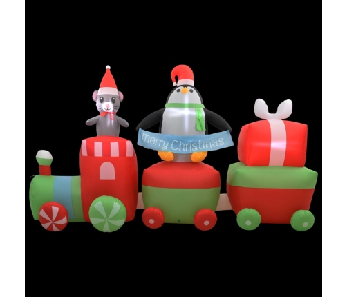 Pingüino y ratón inflable en tren de Navidad LED IP44 350 cm