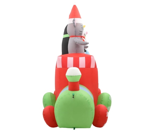 Pingüino y ratón inflable en tren de Navidad LED IP44 350 cm