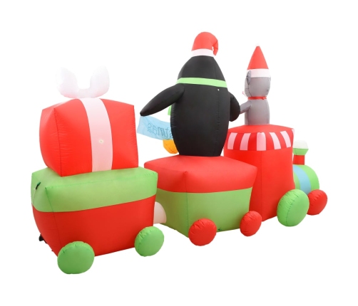 Pingüino y ratón inflable en tren de Navidad LED IP44 350 cm