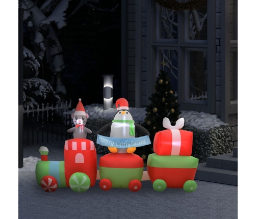 Pingüino y ratón inflable en tren de Navidad LED IP44 350 cm