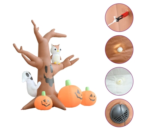 Árbol fantasma inflable de Halloween con calabazas 6 LEDs 2,6 m