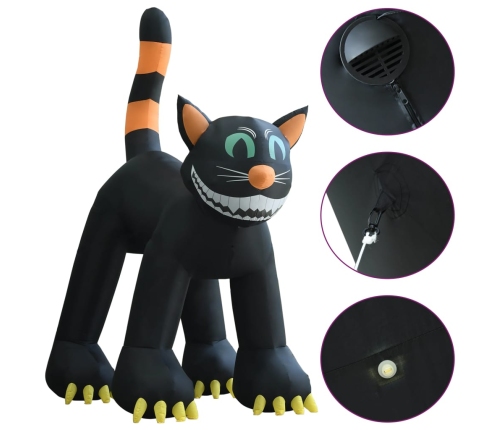 Gato negro inflable de Halloween con LED XXL 6 m