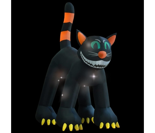 Gato negro inflable de Halloween con LED XXL 6 m