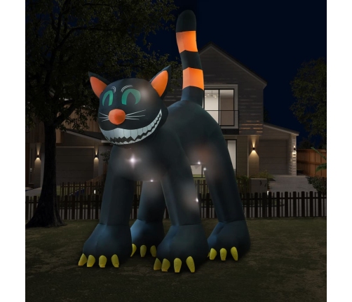 Gato negro inflable de Halloween con LED XXL 6 m