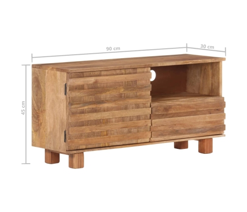 Mueble de TV de madera maciza de mango 90x30x45 cm