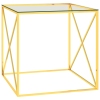 Mesa de centro acero inoxidable y vidrio dorado 55x55x55 cm