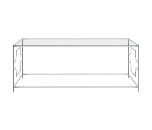 vidaXL Mesa de centro acero inoxidable y vidrio plateada 120x60x45 cm