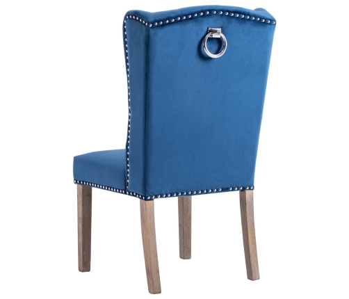 Silla de comedor de terciopelo azul