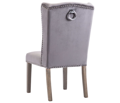 Silla de comedor de terciopelo gris