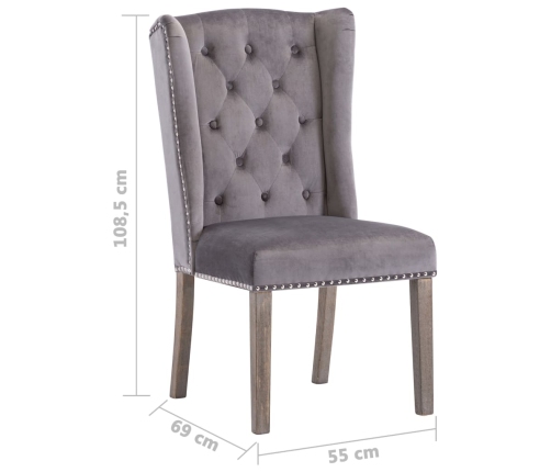 Silla de comedor de terciopelo gris