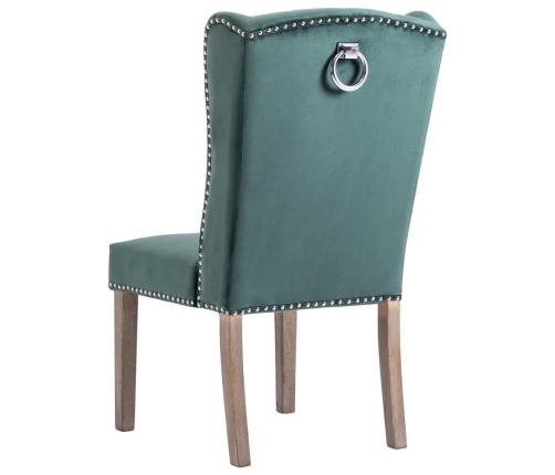 Silla de comedor de terciopelo verde oscuro