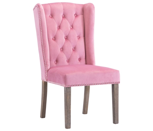 Silla de comedor de terciopelo rosa