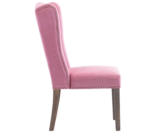 Silla de comedor de terciopelo rosa