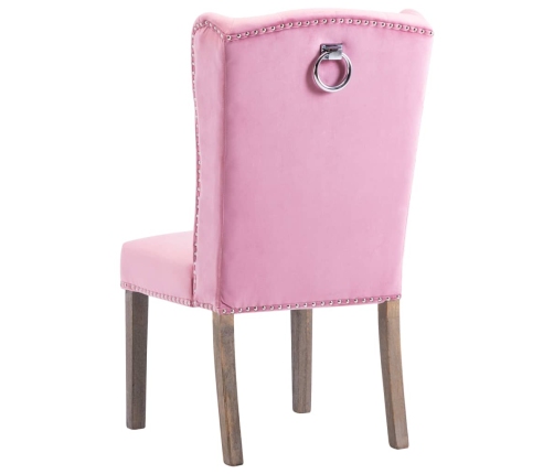 Silla de comedor de terciopelo rosa