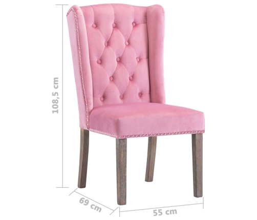 Silla de comedor de terciopelo rosa