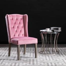 Silla de comedor de terciopelo rosa