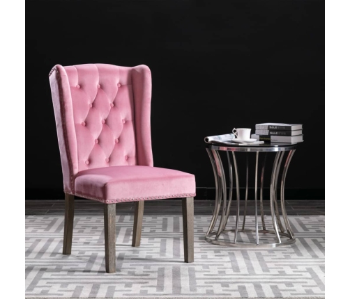 Silla de comedor de terciopelo rosa