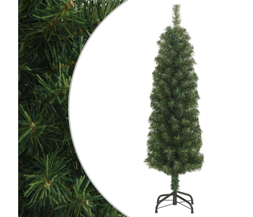 Árbol de Navidad artificial delgado y soporte PVC verde 150 cm