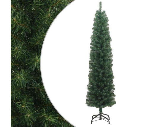 Árbol de Navidad artificial delgado y soporte PVC verde 180 cm