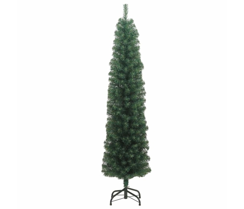 Árbol de Navidad artificial delgado y soporte PVC verde 180 cm