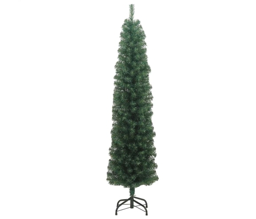 Árbol de Navidad artificial delgado y soporte PVC verde 210 cm