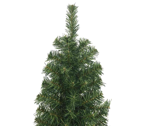 Árbol de Navidad artificial delgado y soporte PVC verde 210 cm