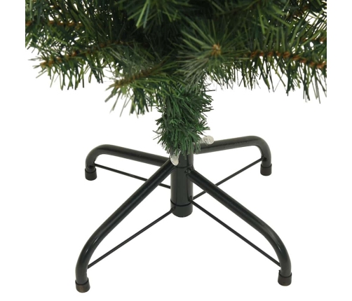 Árbol de Navidad artificial delgado y soporte PVC verde 210 cm