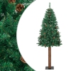 Árbol de Navidad delgado madera auténtica y piñas PVC 180 cm