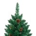 Árbol de Navidad delgado madera auténtica y piñas PVC 180 cm