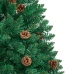 Árbol de Navidad delgado madera auténtica y piñas PVC 180 cm