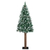 Árbol de Navidad estrecho con madera real y nieve 180 cm verde