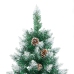 Árbol de Navidad estrecho con madera real y nieve 180 cm verde