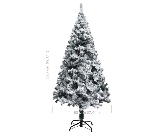 Árbol de Navidad artificial verde con nieve 150 cm