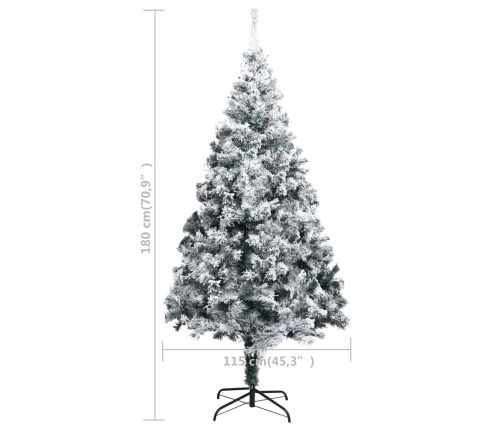 Árbol de Navidad artificial verde con nieve 180 cm