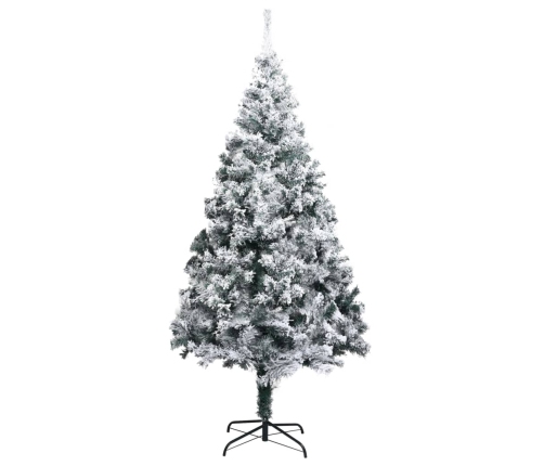 Árbol de Navidad artificial verde con nieve 210 cm