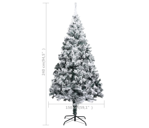 Árbol de Navidad artificial verde con nieve 240 cm