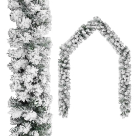 Guirnalda de Navidad con nieve flocada verde 5 m PVC