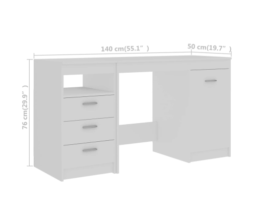 Escritorio de madera contrachapada blanco 140x50x76 cm