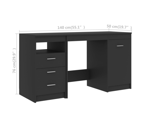 Escritorio de madera de ingeniería gris 140x50x76 cm