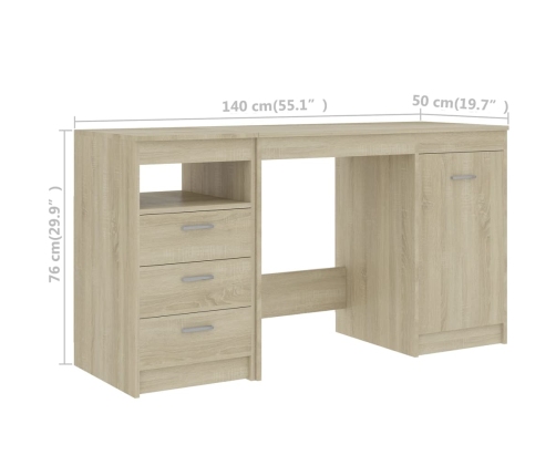 Escritorio de madera de ingeniería roble Sonoma 140x50x76 cm