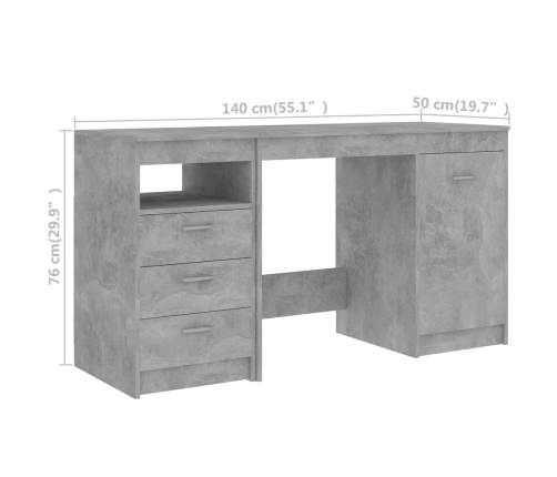 Escritorio de madera de ingeniería gris hormigón 140x50x76 cm